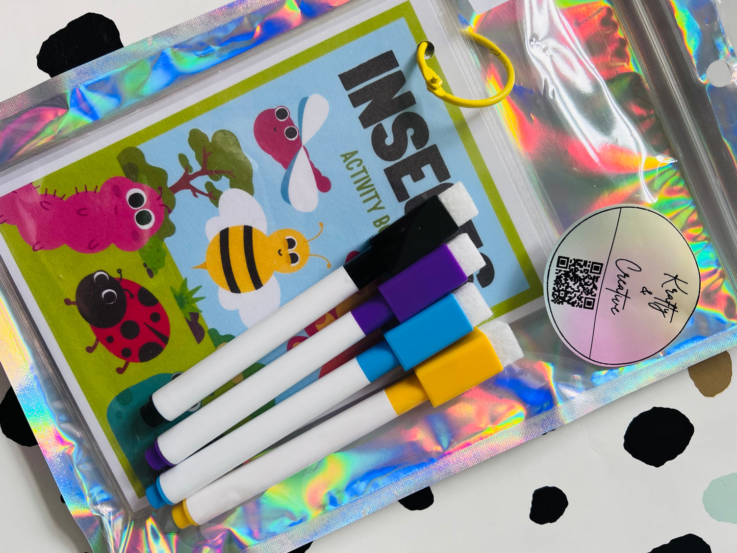 Insect hunt themed Activity Wipe Clean Book - Crafts On The Go - Pocket Money Crafts - Children’s Learning - Children’s Colouring Books -