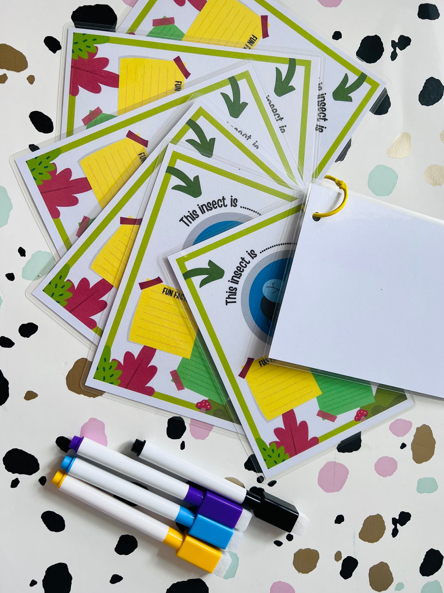 Insect hunt themed Activity Wipe Clean Book - Crafts On The Go - Pocket Money Crafts - Children’s Learning - Children’s Colouring Books -