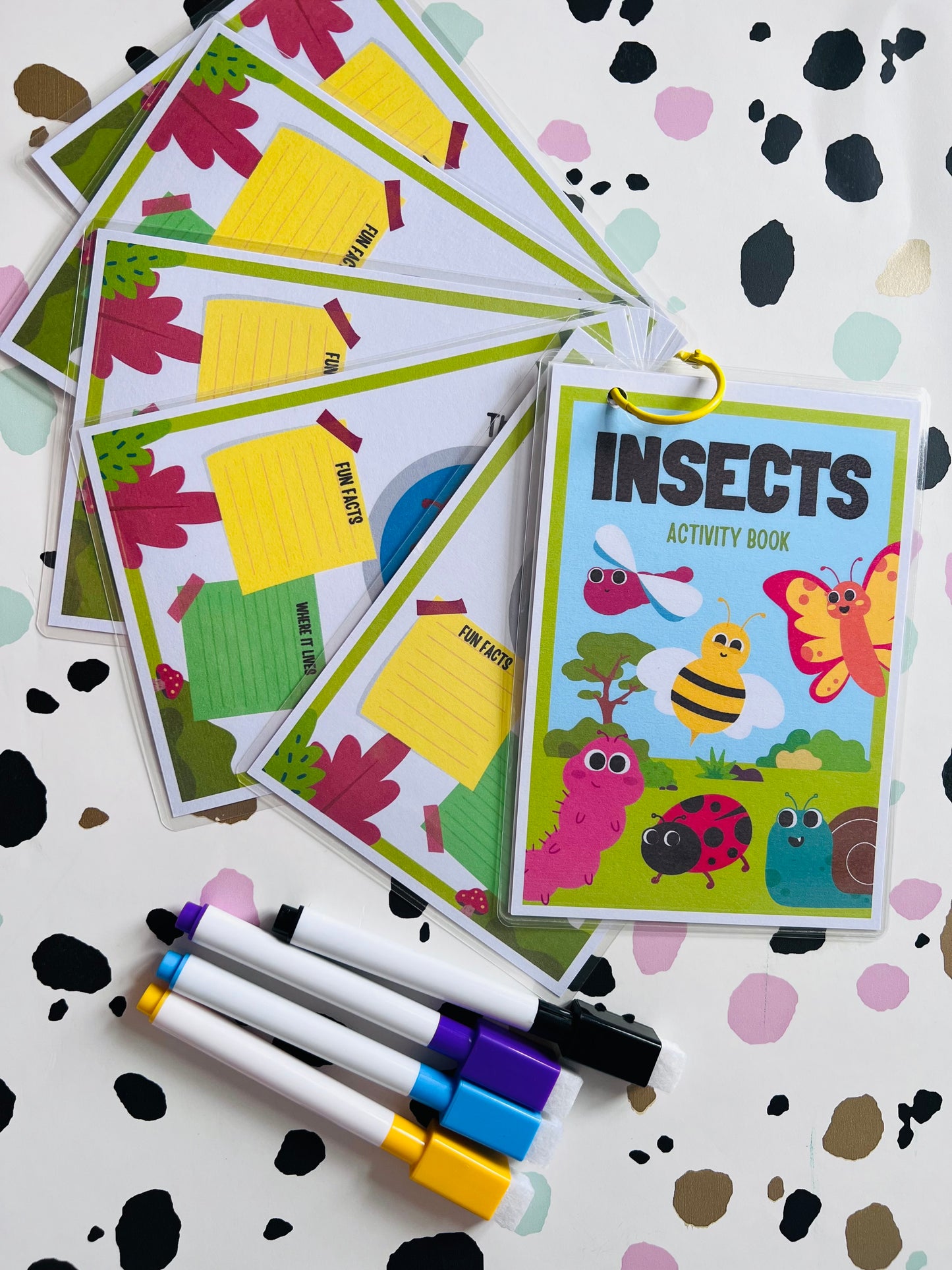 Insect hunt themed Activity Wipe Clean Book - Crafts On The Go - Pocket Money Crafts - Children’s Learning - Children’s Colouring Books -
