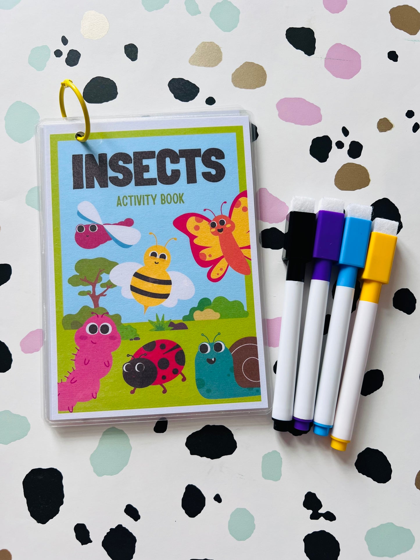 Insect hunt themed Activity Wipe Clean Book - Crafts On The Go - Pocket Money Crafts - Children’s Learning - Children’s Colouring Books -