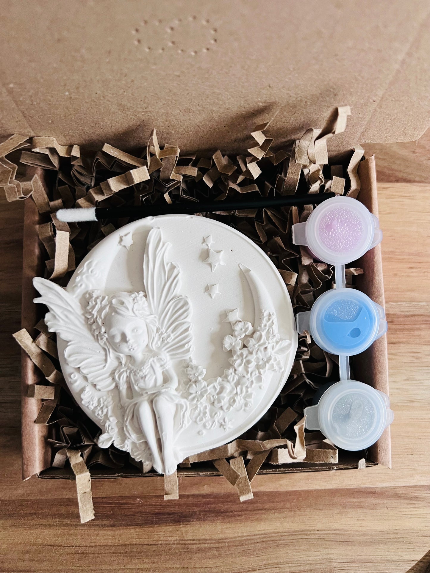 Magical fairy round - decoration paint your own plaster of paris craft box - Activity set - Room decoration - Childrens Gifts - Gifts - Paintable - Painting - art