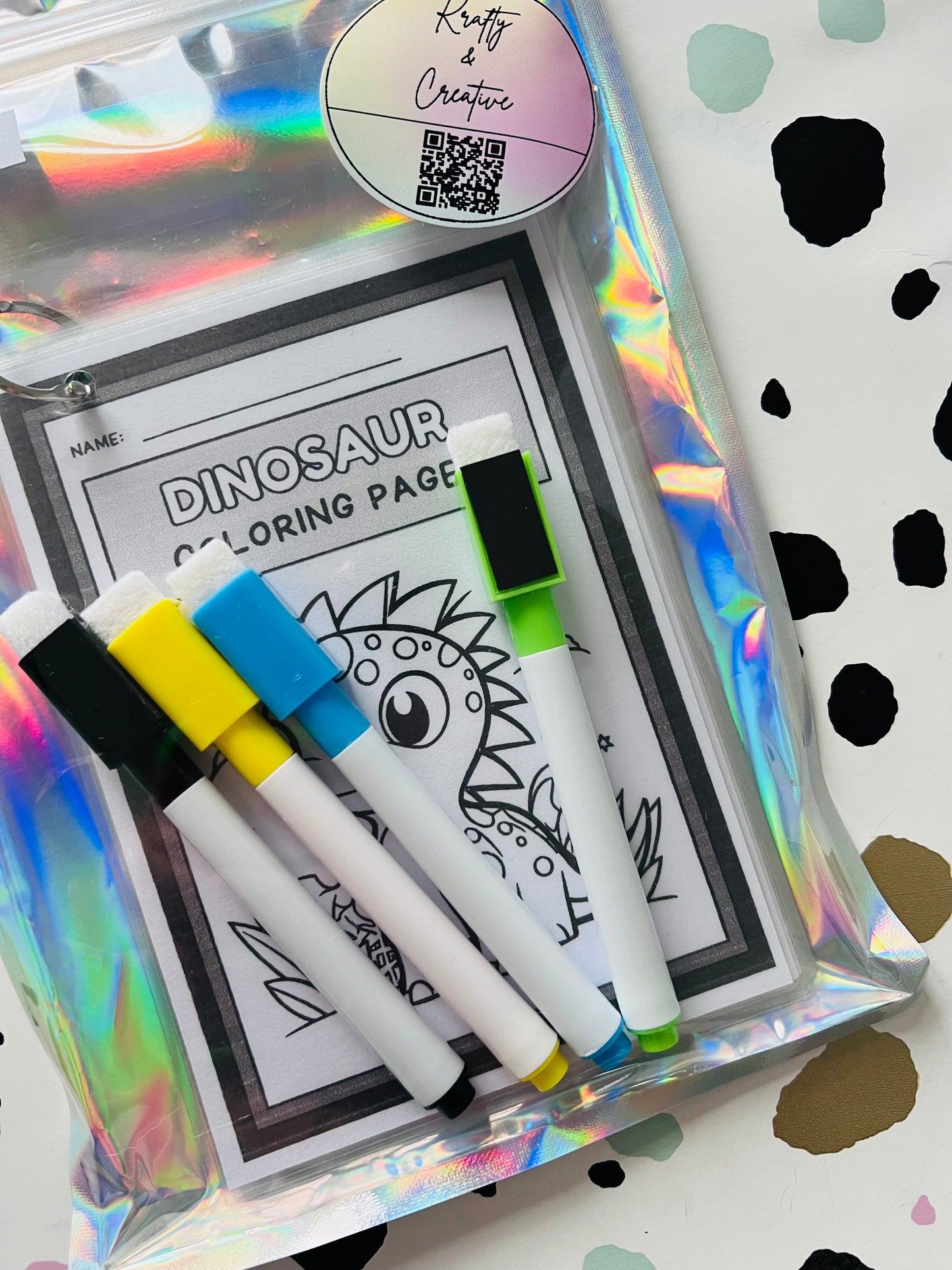 Dinosaur colouring Activity Wipe Clean Book - Crafts On The Go - Pocket Money Crafts - Children’s Learning - Children’s Colouring Books - Home Education
