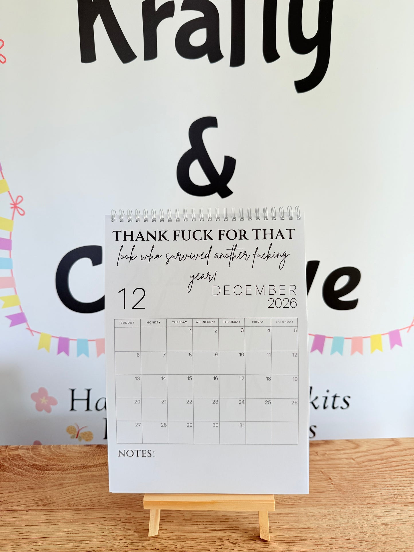 A4 F*ck it 2026 spiral bound wall calender - Get ready for the shit show - Organiser - Calender - Sweary affirmations