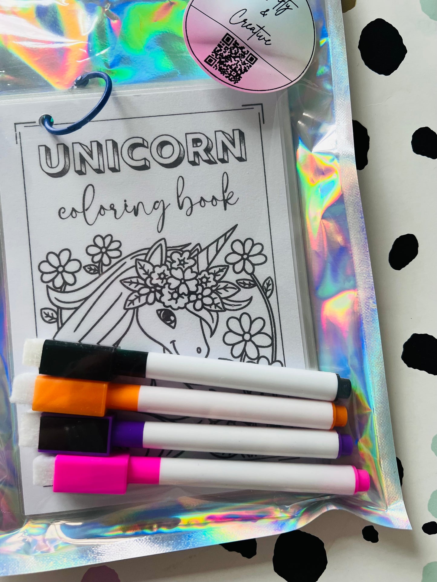 Unicorn themed Activity Wipe Clean Book - Crafts On The Go - Pocket Money Crafts - Children’s Learning - Children’s Colouring Books -