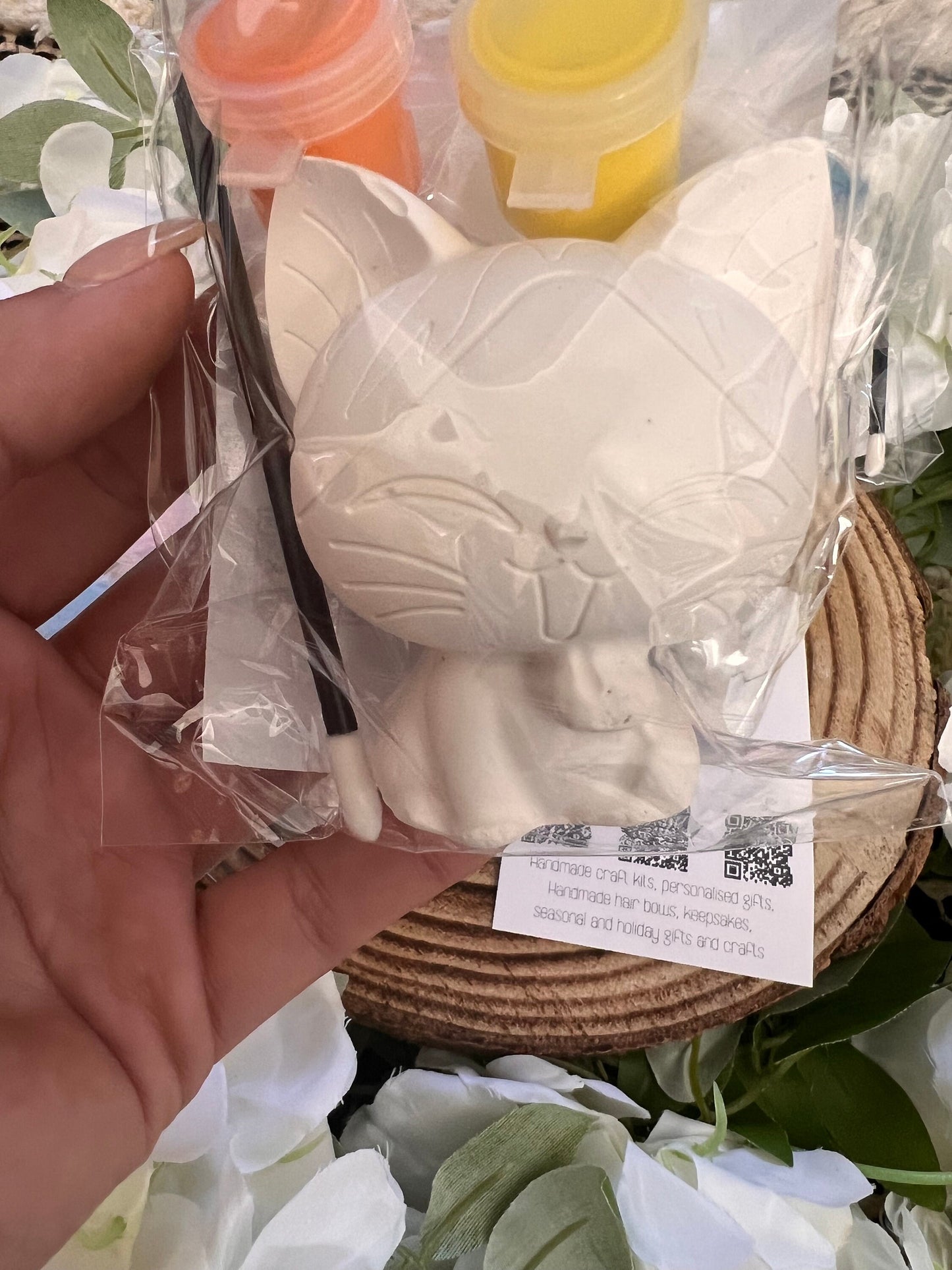 Paint your own Freestanding 3D plaster of Paris cat - Activity set - Room decoration - Childrens Gifts - Gifts - Paintable - Painting