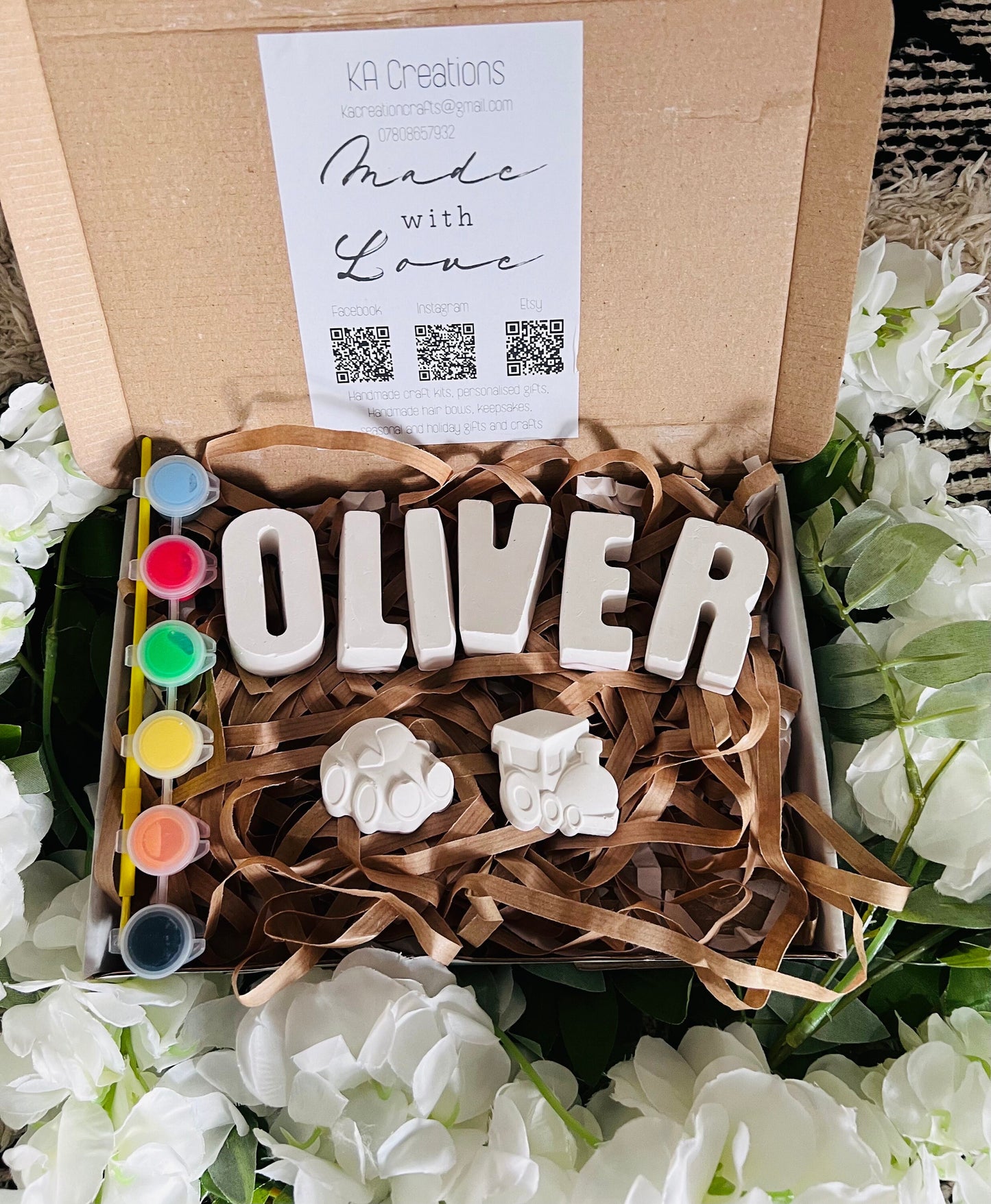 Paint your own name and small mould craft box - Activity set - Paintable gift - Childrens Gifts - Painting - Paintable - Personalised