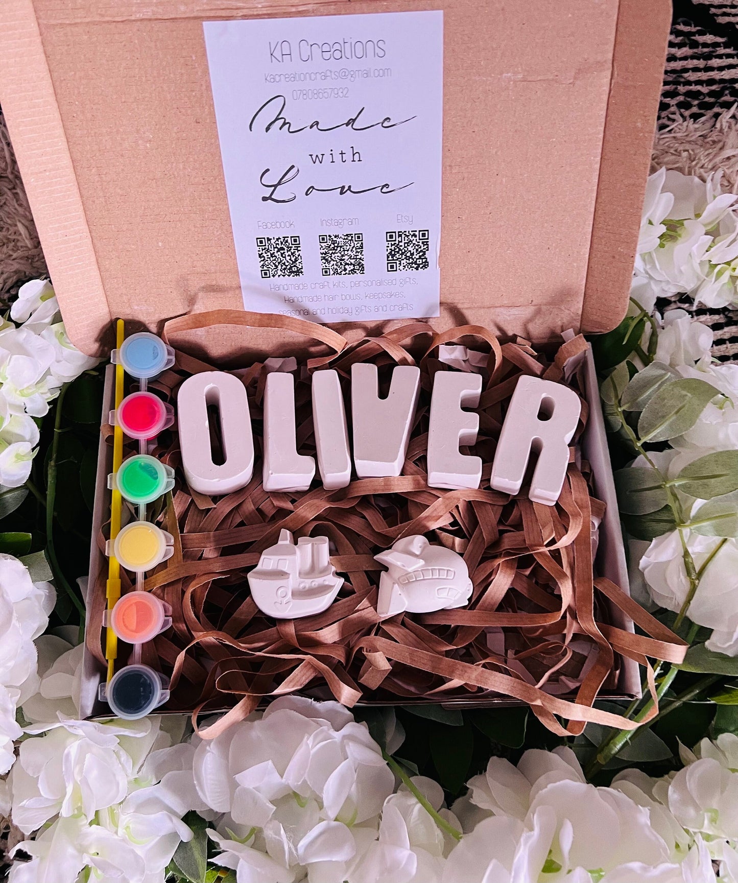 Paint your own name and small mould craft box - Activity set - Paintable gift - Childrens Gifts - Painting - Paintable - Personalised