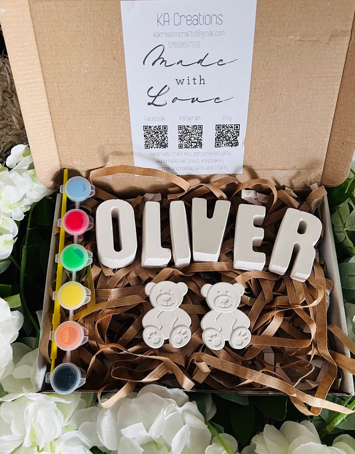 Paint your own name and small mould craft box - Activity set - Paintable gift - Childrens Gifts - Painting - Paintable - Personalised