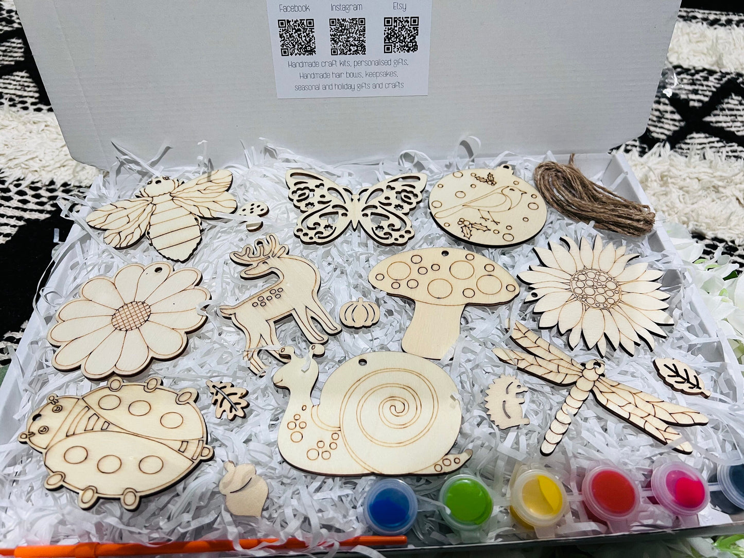 Paint your own nature craft - Activity set - Room decoration - Childrens Gifts - Gift - Paintable - Painting - wooden crafts - Craft Kit