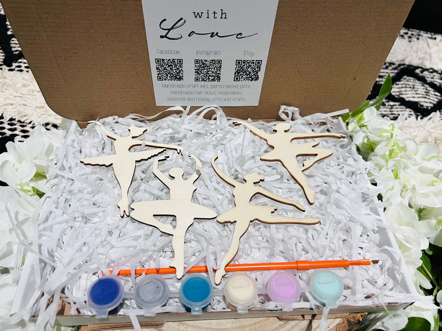 Paint your dance figures box - Activity set - Room decoration - Childrens Gifts - Gift - Wooden Craft - Paintable - Painting - crafts - Craft Kit - ballet