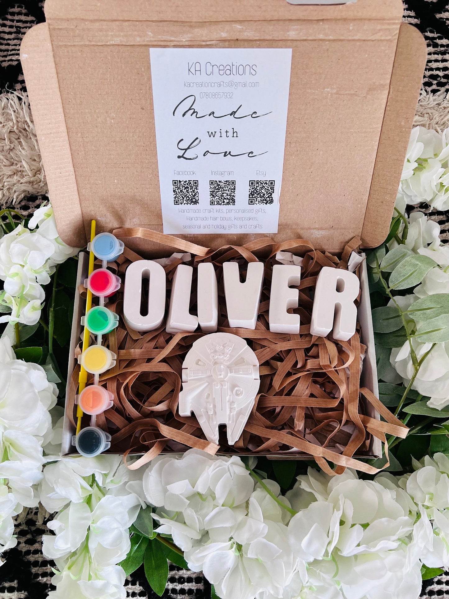 Paint your own name & Large Mould craft box - Activity set - Paintable gift - Childrens Gifts - Gift - Painting - Paintable - Personalised