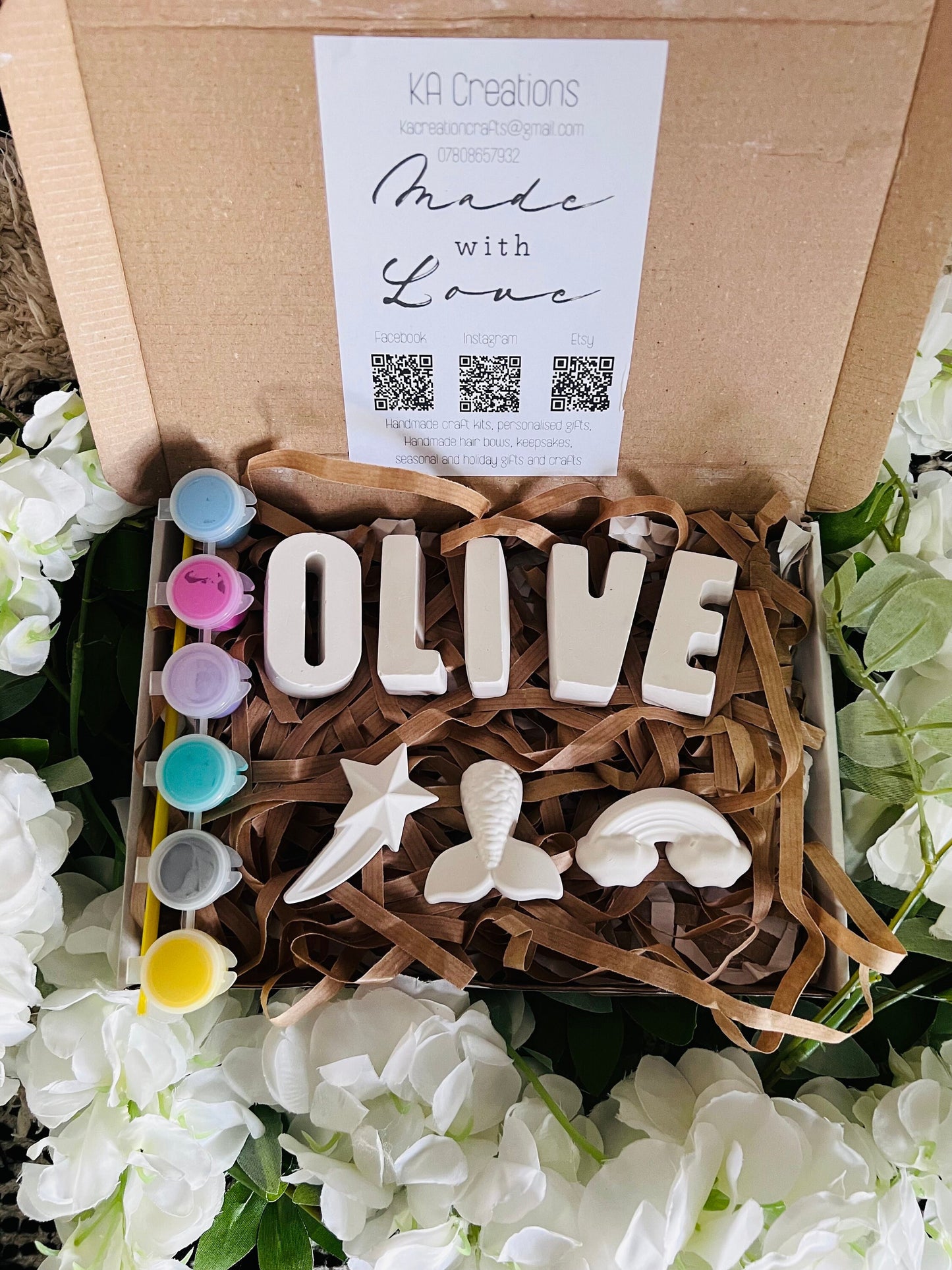 Paint your own name and small mould craft box - Activity set - Paintable gift - Childrens Gifts - Painting - Paintable - Personalised