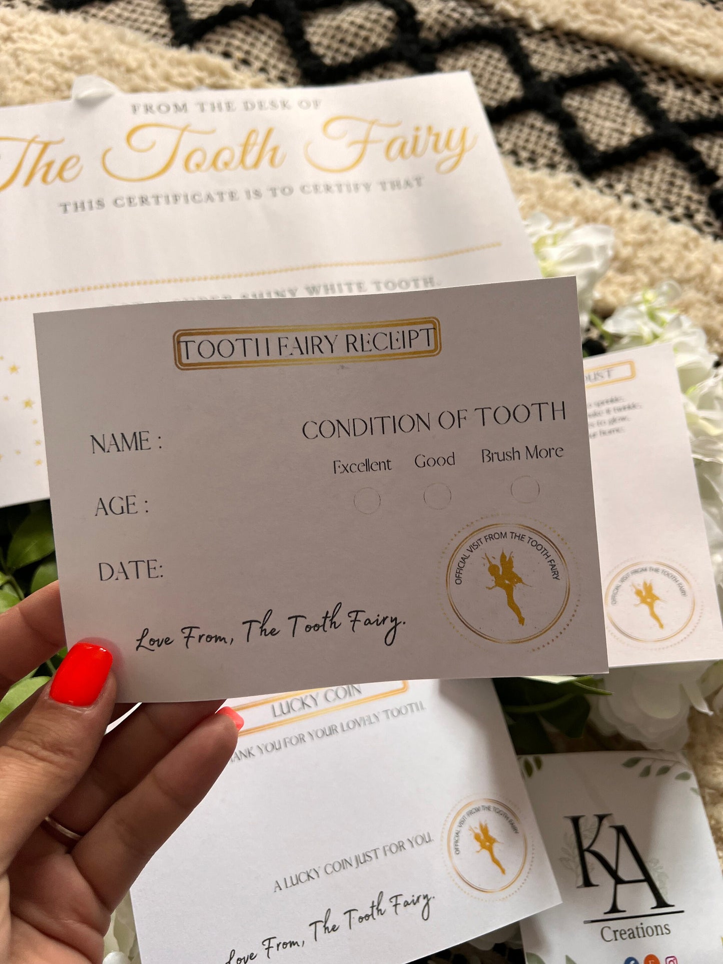 From the tooth fairy pack - tooth fairy certificate- condition of tooth- teething - tooth keepsakes - children’s gift- children’s activity