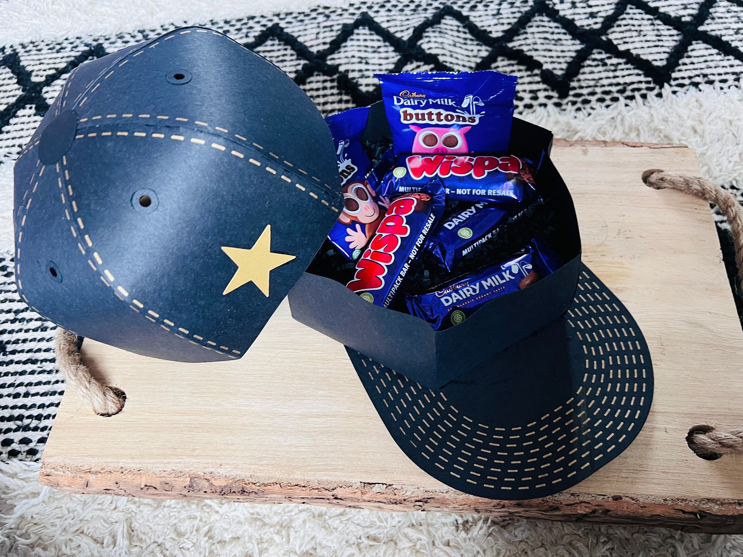 Chocolate filled Hat gift box - Display hat box - Chocolate Gift - Box - Baseball cap - Hat - Gift - Presents for them - Unique Gifts