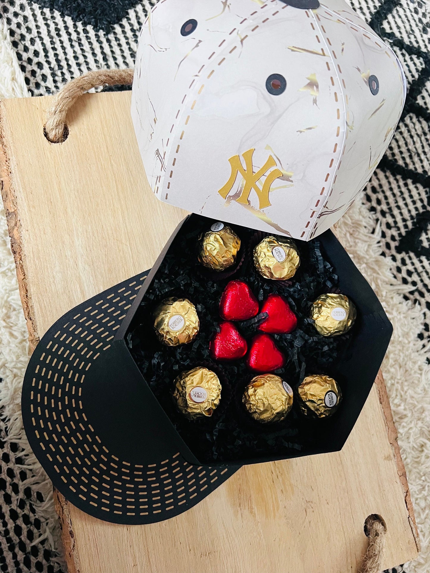 Chocolate filled Hat gift box - Display hat box - Chocolate - Gift Box - Baseball cap - Hat - Gift - Presents for them - Unique Gift