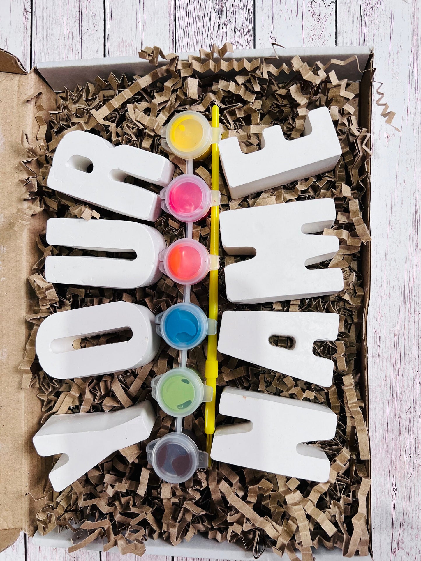 Paint your own name craft box - Activity set - Paintable gift - Childrens Gifts - Gifts - Painting - Paintable - Personalised - Letterbox