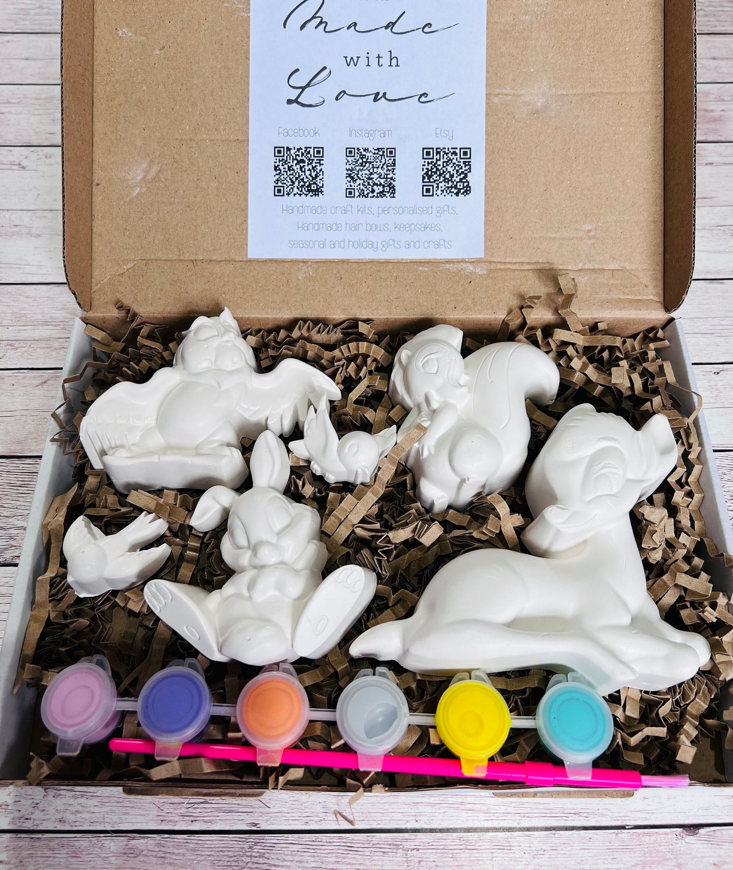 Bambi inspired plaster of paris paint your own craft box - Activity set - Room decoration - Childrens Gifts - Gifts - Paintable - Painting