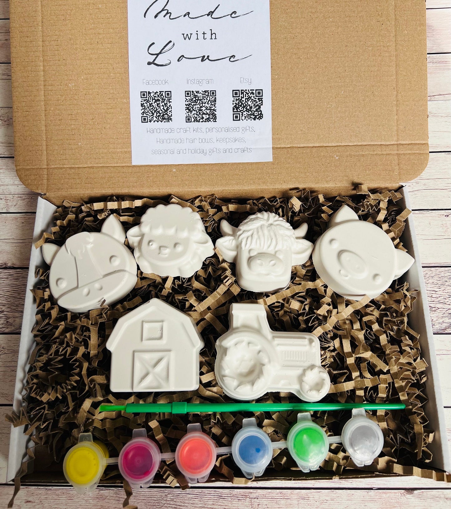 Farm yard inspired plaster of paris craft box - Activity set - Room decoration - Childrens Gifts - Gifts - Paintable - Painting