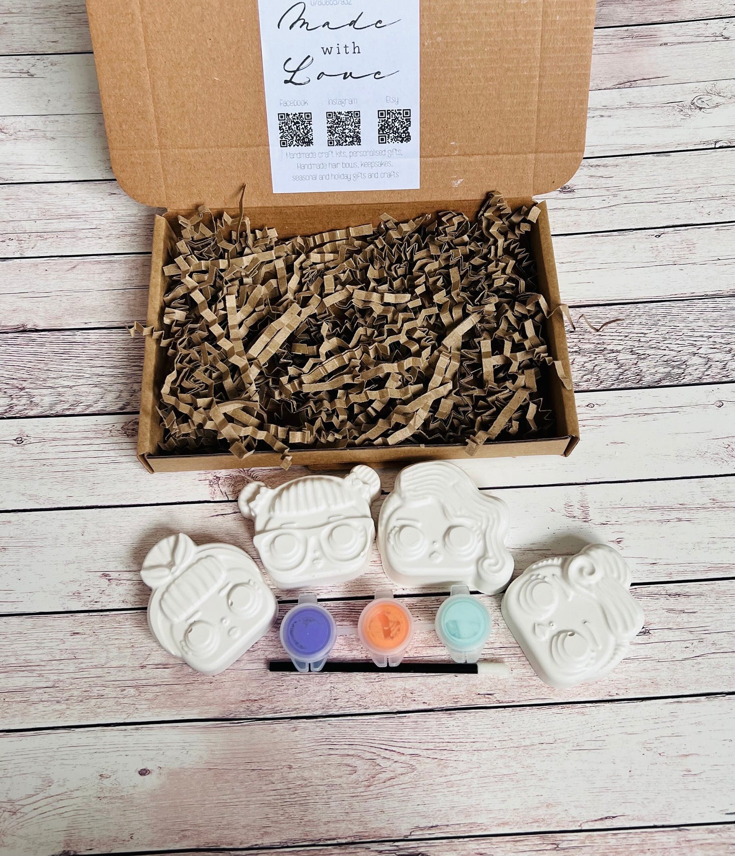 Dolls inspired plaster of paris craft box - Activity set - Room decoration - Childrens Gifts - Gifts - Paintable - Painting