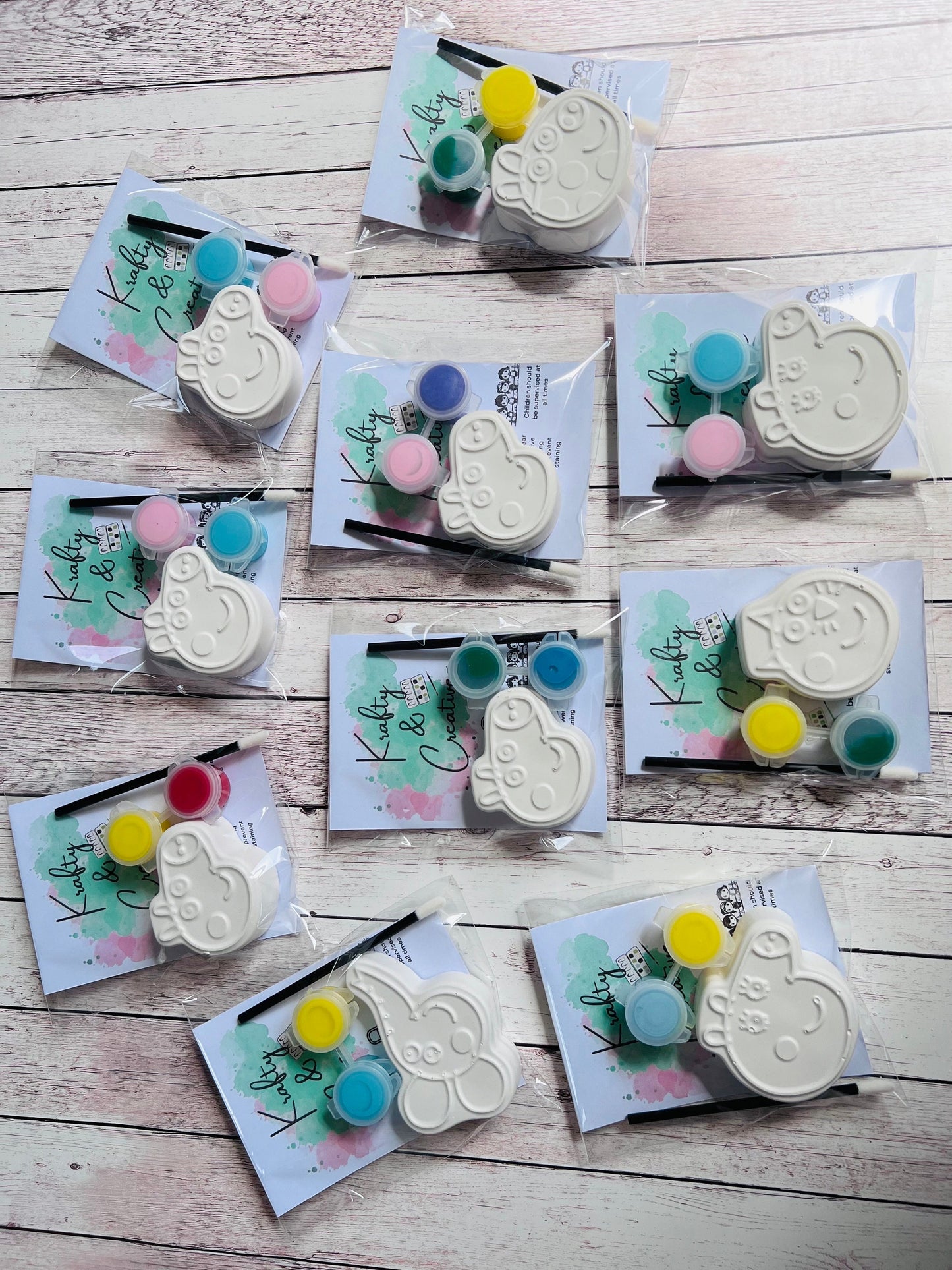 Paint your own plaster of Paris Pink Pig & friends mixed 1pc figure - Activity set - Childrens Gifts - Gift - - Painting - Party favour