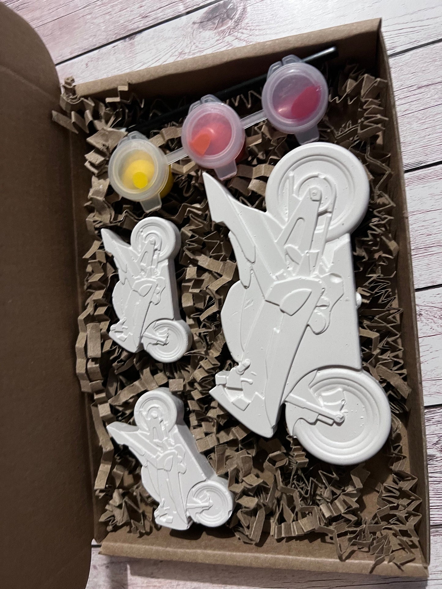 Motorbike plaster of Paris moulds box - Activity set - Room decoration - Childrens Gifts - Gifts - Paintable - Painting - Bike