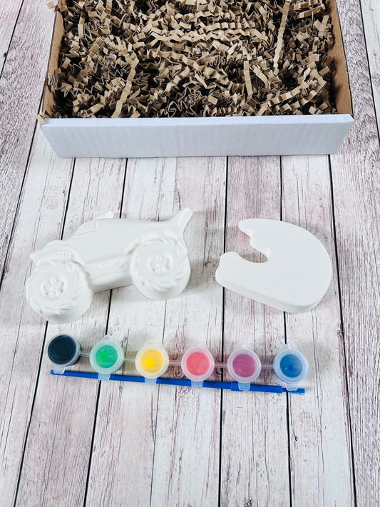 Monster Truck Shark Inspired Paint Your Own Craft Kit | Kids Painting Activity Box | Handmade Creative Gift