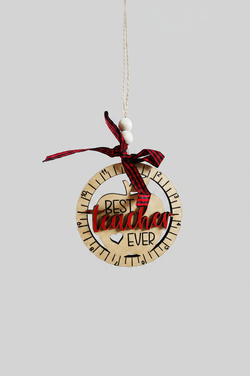 Teacher Apple Clock Hanging Ornament | Thank You Teacher Gift | Teaching Assistant Appreciation Keepsake | End of Term School Gift