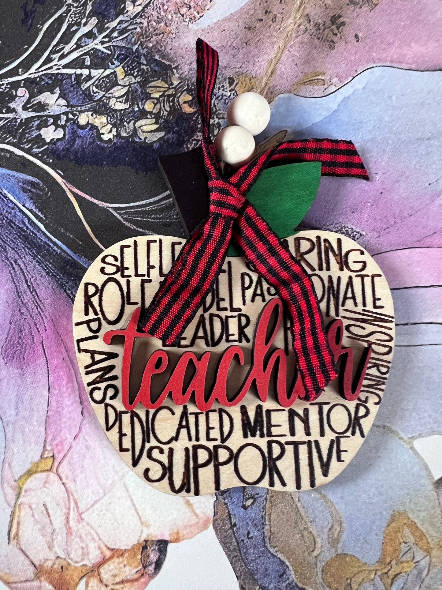 Teacher Apple ornament - Teacher Appreciation Gift - Childrens Gifts - Gifts - Thank you gift - Teaching assistant gift - school