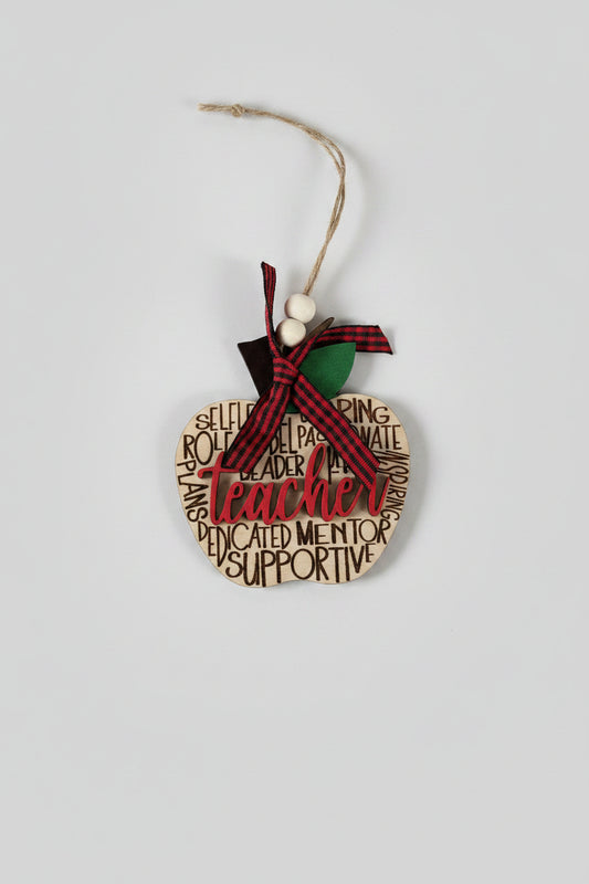 Teacher Apple Hanging Ornament | Thank You Teacher Gift | Teaching Assistant Appreciation Keepsake | School Gift