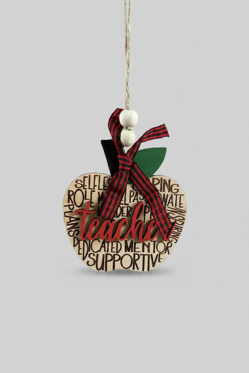 Teacher Apple Hanging Ornament | Thank You Teacher Gift | Teaching Assistant Appreciation Keepsake | School Gift