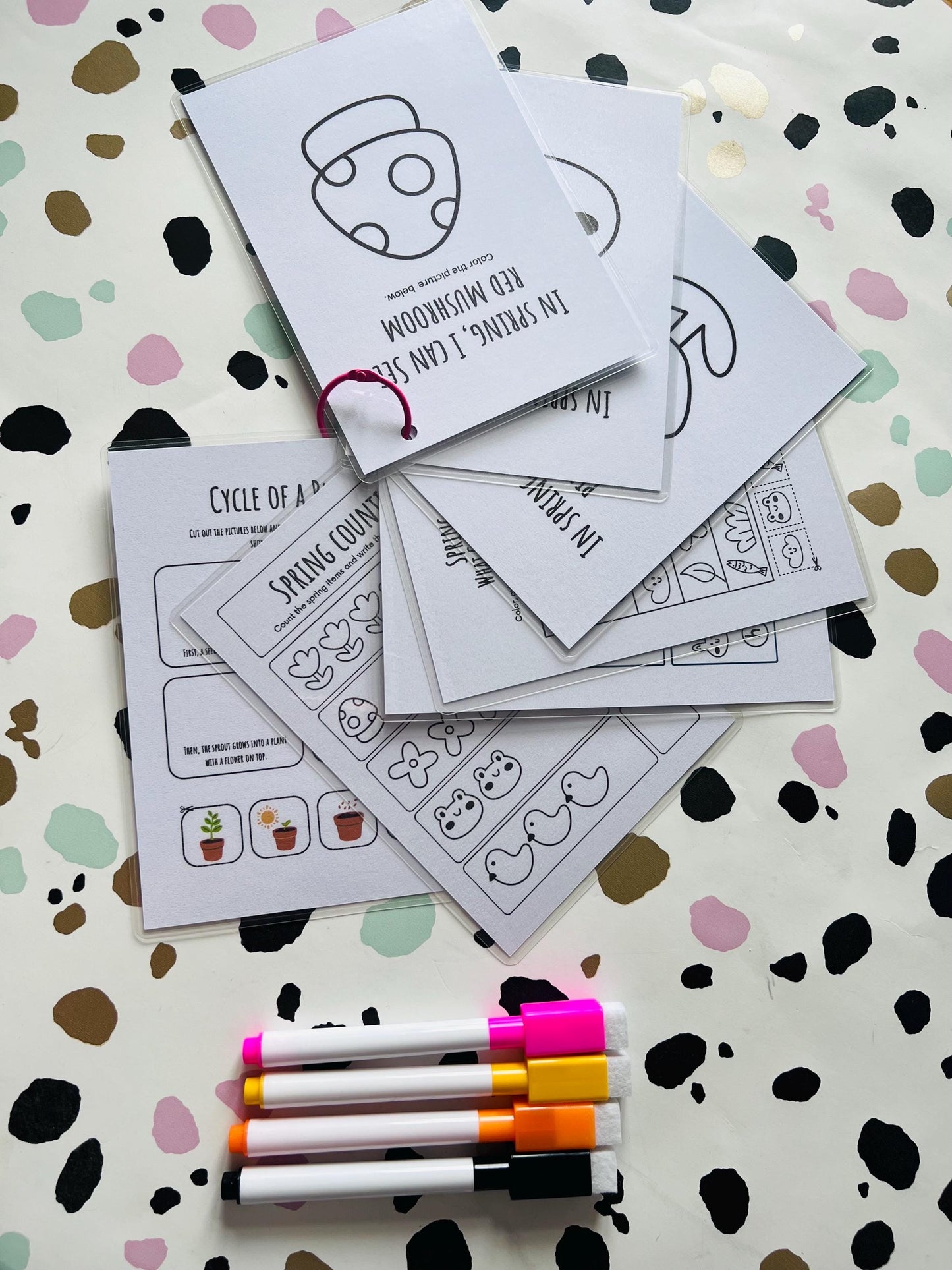 Spring Inspired Activity Wipe Clean Book - Crafts On The Go - Pocket Money Crafts - Children’s Learning - Children’s Colouring Books -
