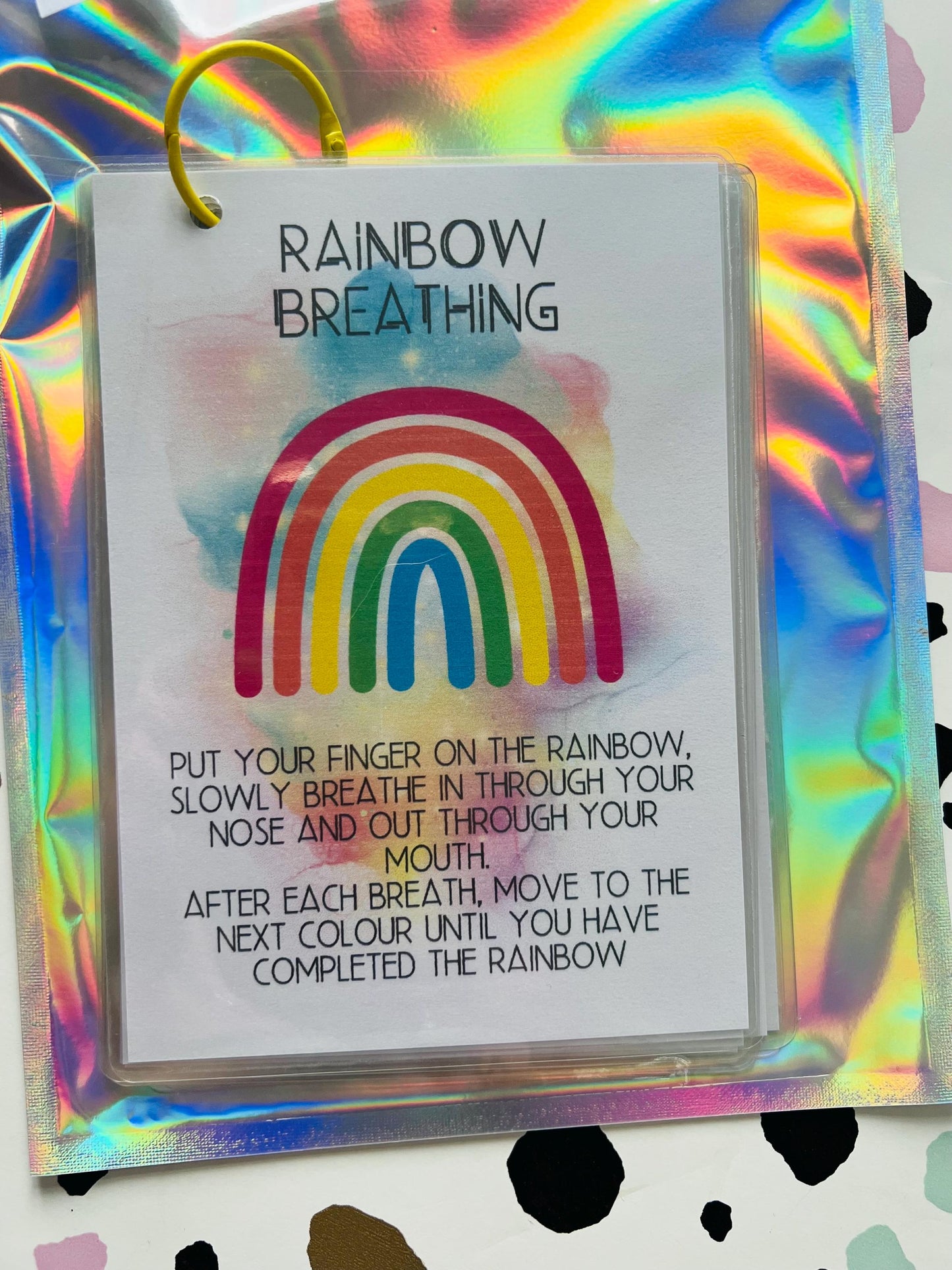 Rainbow Breathing flash cards for children - children’s gift - SEMH - SEN - Autism help - Emotional aid - Emotions - Anxiety Aid - Gift