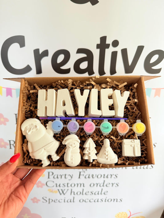 Paint your own name Christmas craft box - Activity set - Children's Gifts - Gifts - Painting - Paintable - Personalised - letterbox