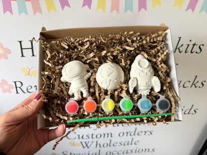 Space & Rocket Paint Your Own Craft Kit | Kids Painting Activity Box | Handmade Creative Gift