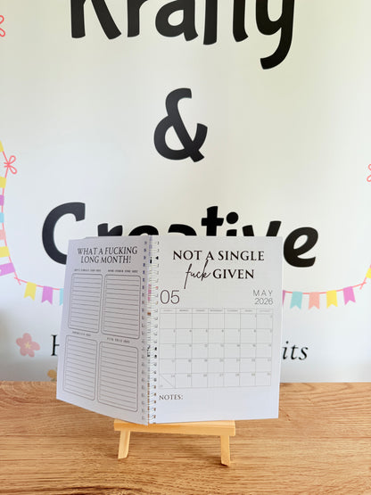A5 F*ck it 2026 spiral bound life organiser- Get ready for the shit show - Organiser - Calender - Sweary affirmations -