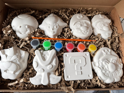 Mario Retro Gaming Inspired Paint Your Own Craft Kit | Kids Painting Activity Box | Handmade Creative Gift