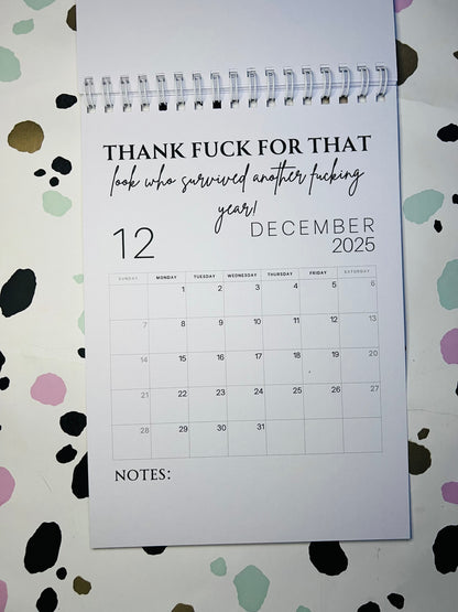 A5 F*ck it 2025 spiral bound wall calender - Get ready for the shit show - Organiser - Calender - Sweary affirmations -