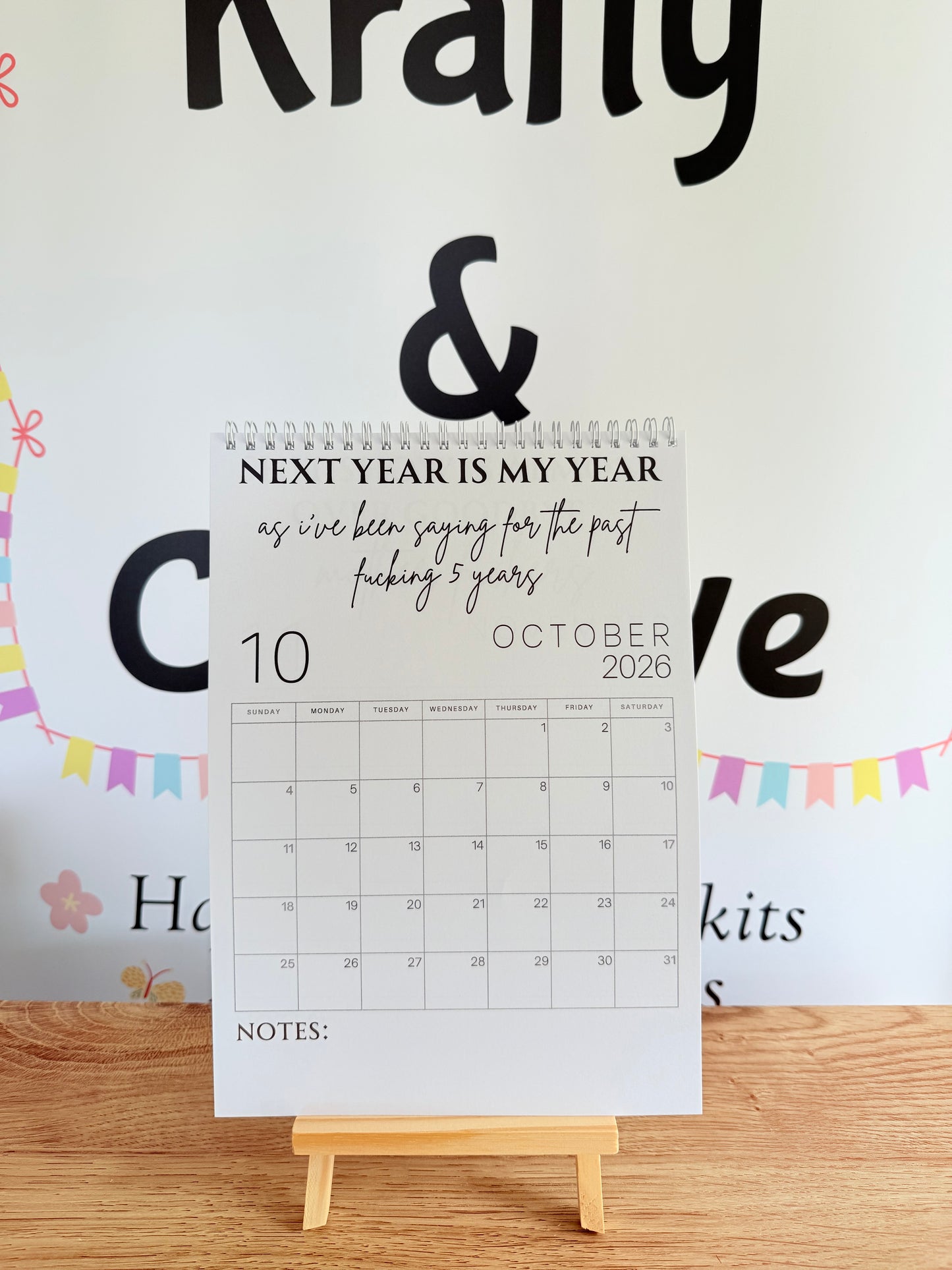 A4 F*ck it 2026 spiral bound wall calender - Get ready for the shit show - Organiser - Calender - Sweary affirmations -