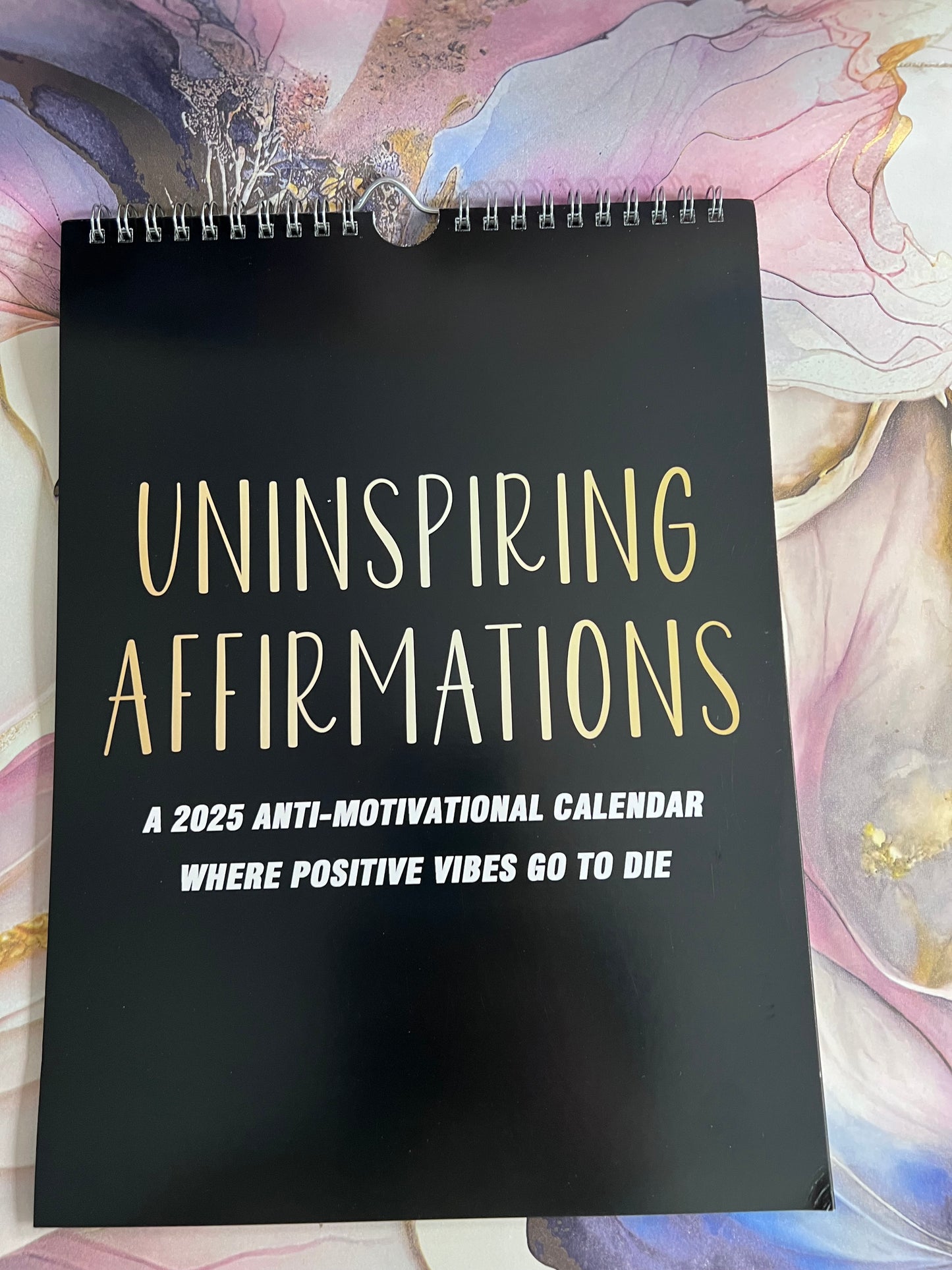 Uninspiring affirmations laminated page spiral bound wall calender - Organiser - Calender - Sweary affirmations - Mental health