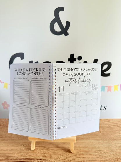 A5 F*ck it 2026 spiral bound life organiser- Get ready for the shit show - Organiser - Calender - Sweary affirmations -