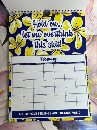 One day at a time Sweary laminated page spiral bound wall calender - Get ready for the shit show - Organiser - Calender - Sweary affirmations -