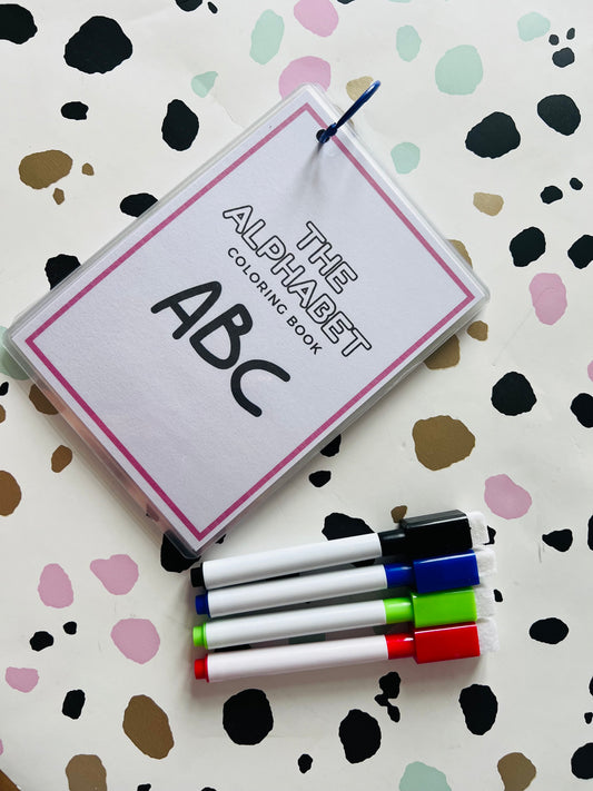 Alphabet Colouring Activity Wipe Clean Book - Crafts On The Go - Pocket Money Crafts - Children’s Learning - Children’s Colouring Books - Home Education