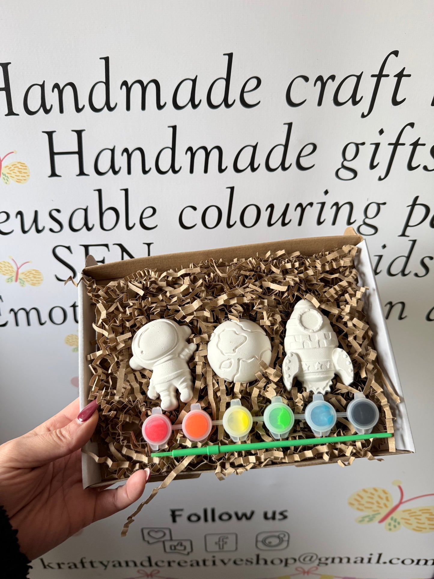 Space & Rocket Paint Your Own Craft Kit | Kids Painting Activity Box | Handmade Creative Gift