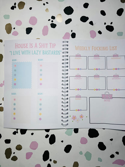 Flowery Little Book Of Sh*t I Need To Remember - book of lists - Anxiety Aids - gift - Autism help - SEMH - Organiser - Diary - Notebook - Sweary