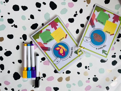 Insect hunt themed Activity Wipe Clean Book - Crafts On The Go - Pocket Money Crafts - Children’s Learning - Children’s Colouring Books -