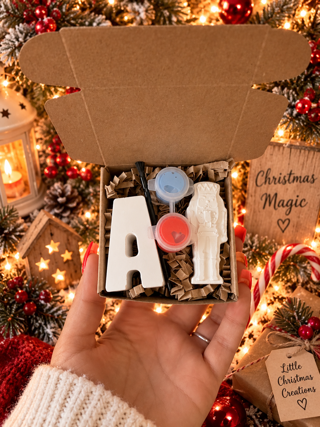Personalised Initial & Nutcracker Paint Your Own Kit | Christmas Eve Box Gift | Kids Christmas Craft