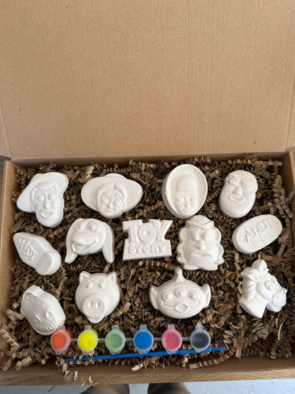 Cowboy and  Friends inspired plaster of paris craft box  - Activity set - Room decoration - Childrens Gifts - Gifts - Paintable - Painting