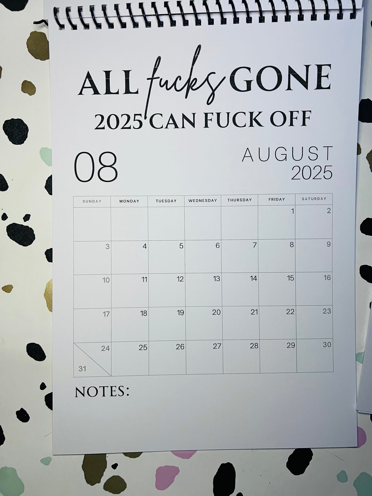 A4 F*ck it 2025 spiral bound wall calender - Get ready for the shit show - Organiser - Calender - Sweary affirmations -