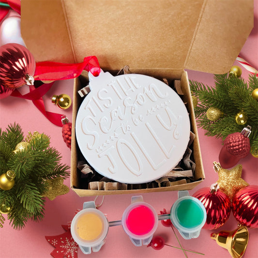 Paint your own Christmas bauble decoration - Christmas Eve box - Christmas craft kit - Christmas activities- Christmas craft ideas - children’s Christmas gifts - children’s Christmas stocking ideas - ‘Season to be jolly’