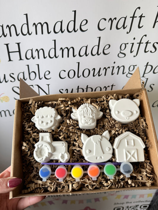 Farm Animal Paint Your Own Craft Kit | Kids Painting Activity Box | Handmade Creative Gift